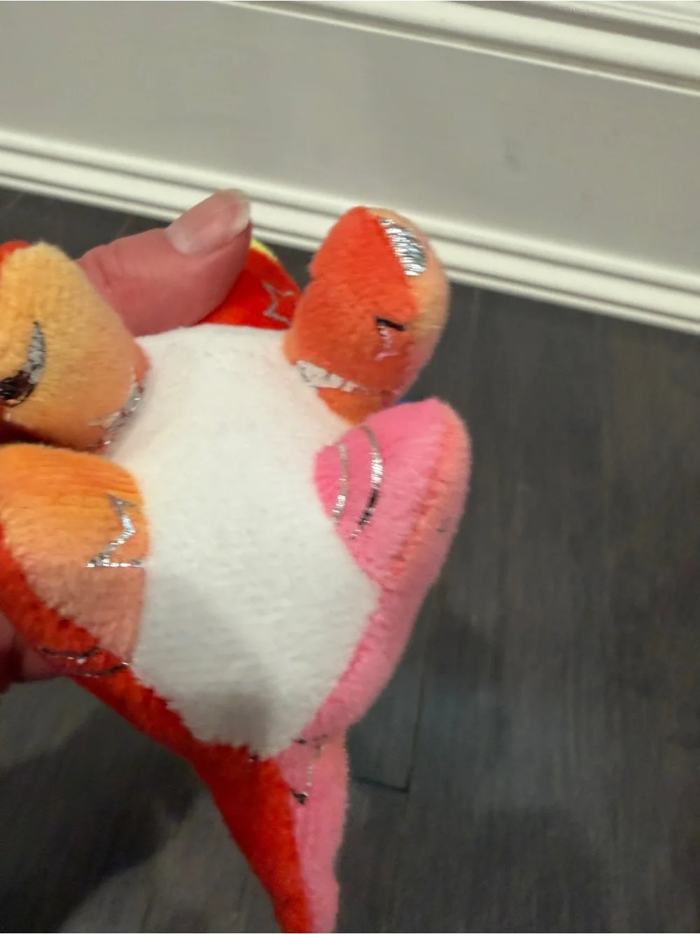 NWOT 4” in Plush Triceratops Stuffed Toy Animal Moon Stars Red and Blue Keychain